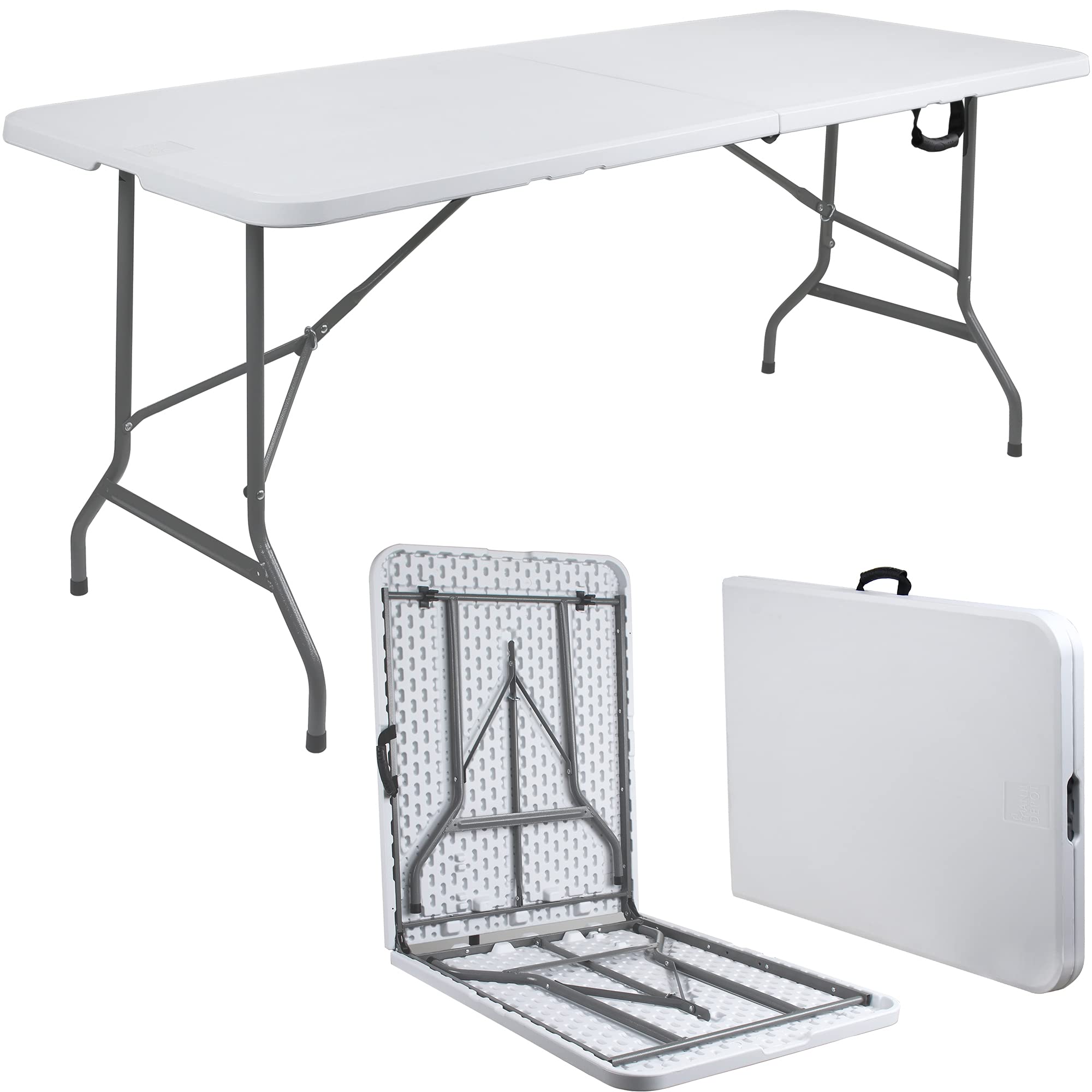 ANJI DEPOT Folding Trestle Table, Heavy Duty Trestle Picnic Garden
