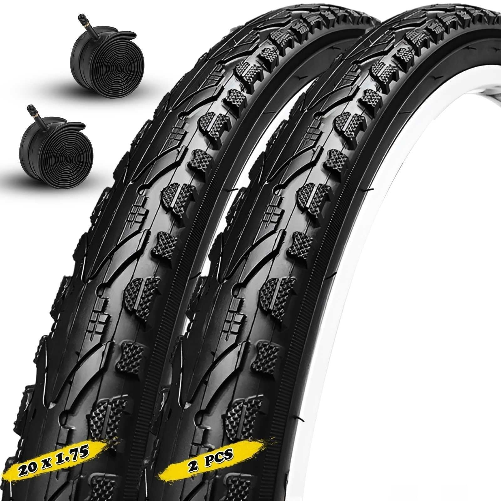 2PCS 20x1.75 Opona Rowerowa z Wzmocnioną Ścianą i Ochroną Przed Przebiciem, Idealna do Rowerów Górskich, Miejskich i Komunikacyjnych, Wysoka Wytrzymałość Gumy, 40-65 PSI