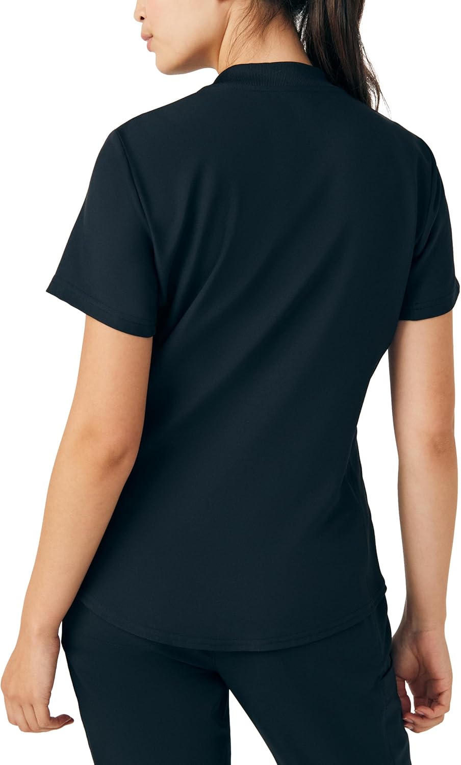 Landau Forward Women's Tailored Fit Stretch 3-Pocket V-Neck Scrub Top with Zipper Pocket and Curved Hem LT100