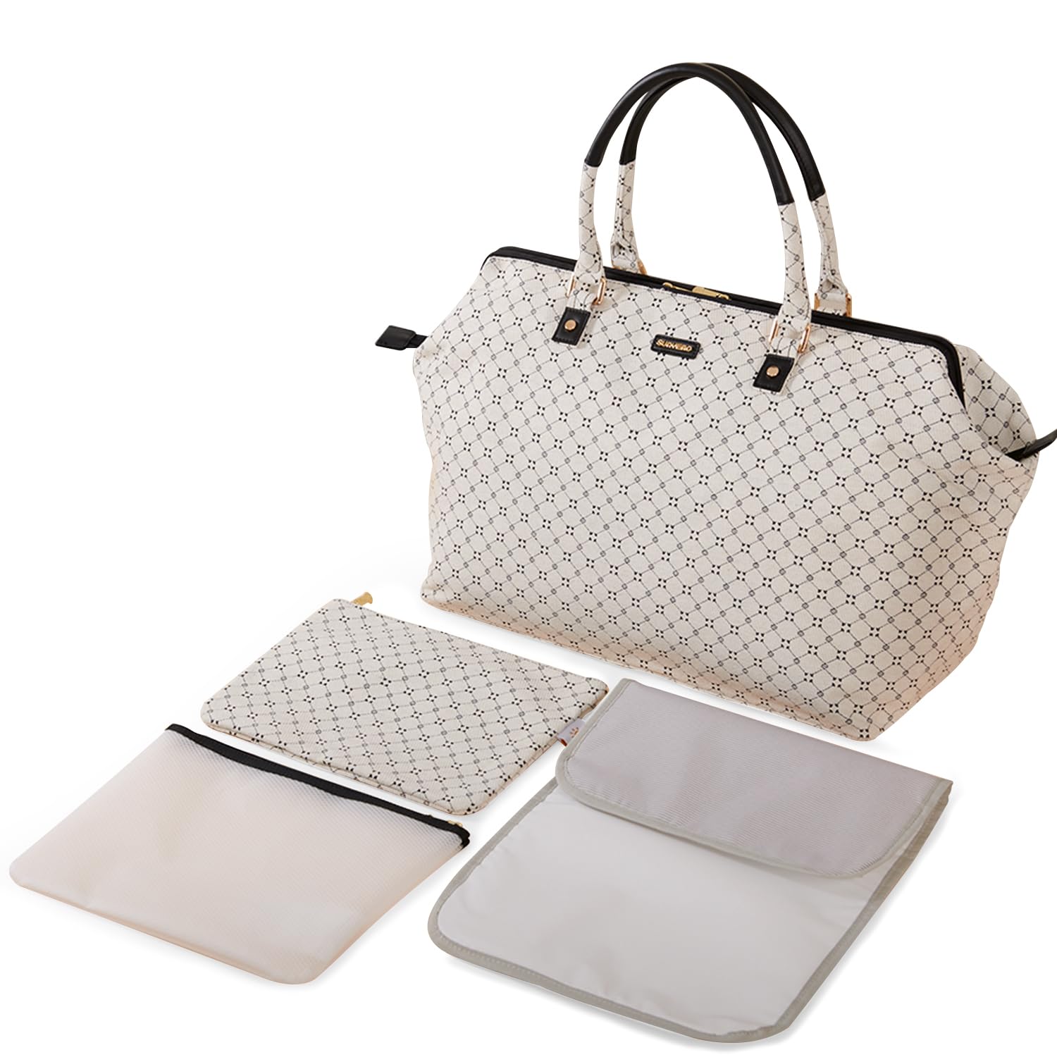 Sunveno Borsa per pannolini da viaggio, borsa per pannolini regolabile, borsa per passeggino, organizer per bambini, grande capacità, borsa per pannolini per maternità