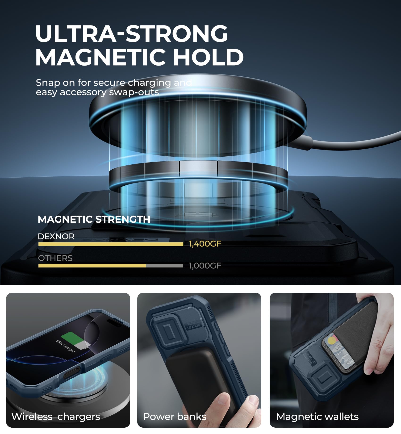 Dexnor for iPhone 16 Pro Magnetic Case With Slide Camera Cover & Adjustable Kickstand & Built-in Screen Protector - Image 3