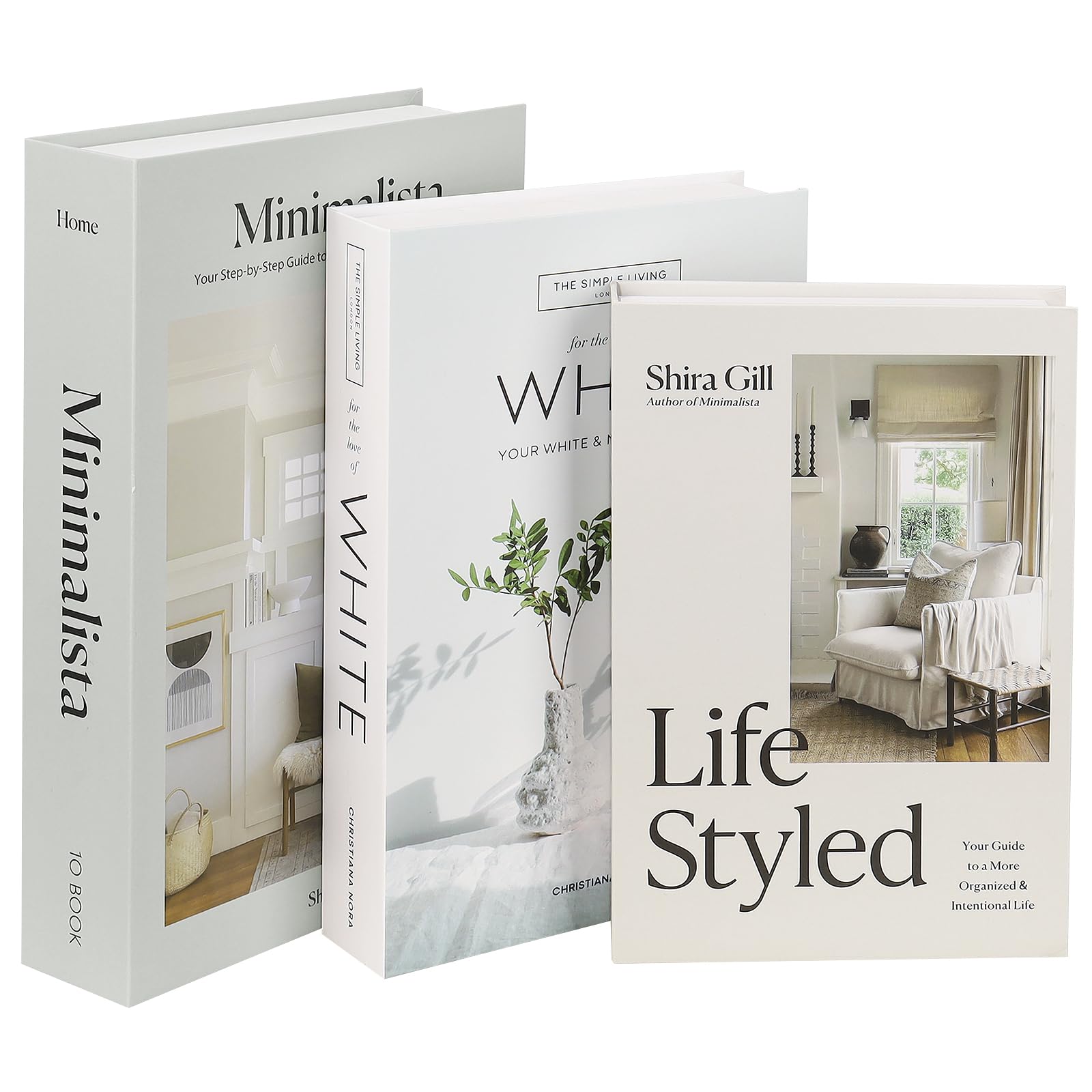 Set of 3 Stackable Fake Books,2Pcs Foldable Faux Books with Hidden Storage for Photos, Aesthetic Fake/Faux Books for Modern Home Decoration, Keepsakes & Living Room Styling, Photo Storage/Keepsake Box