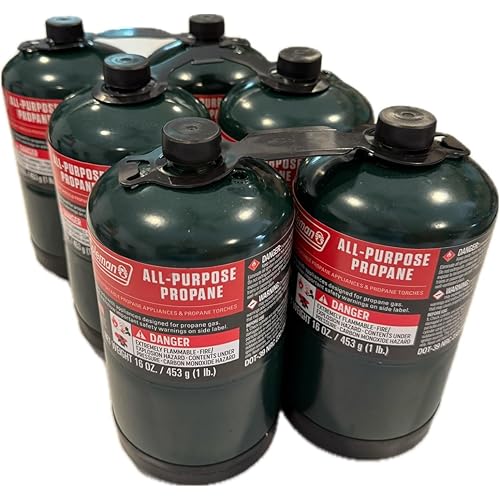 Propane Replacement Fuel Cylinders Camping- 16 Oz (6 Pack) Factory Pre-filled and Ready to Use