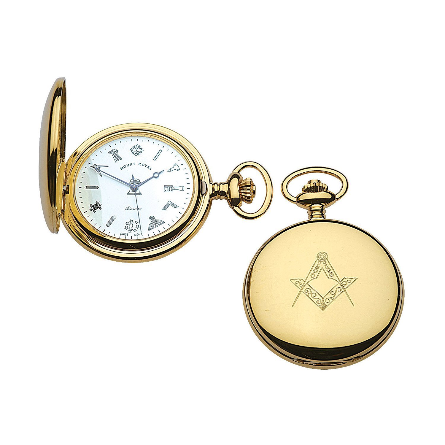 Masonic Full Hunter GPlate Logo Pocket Watch - Quartz - LR090