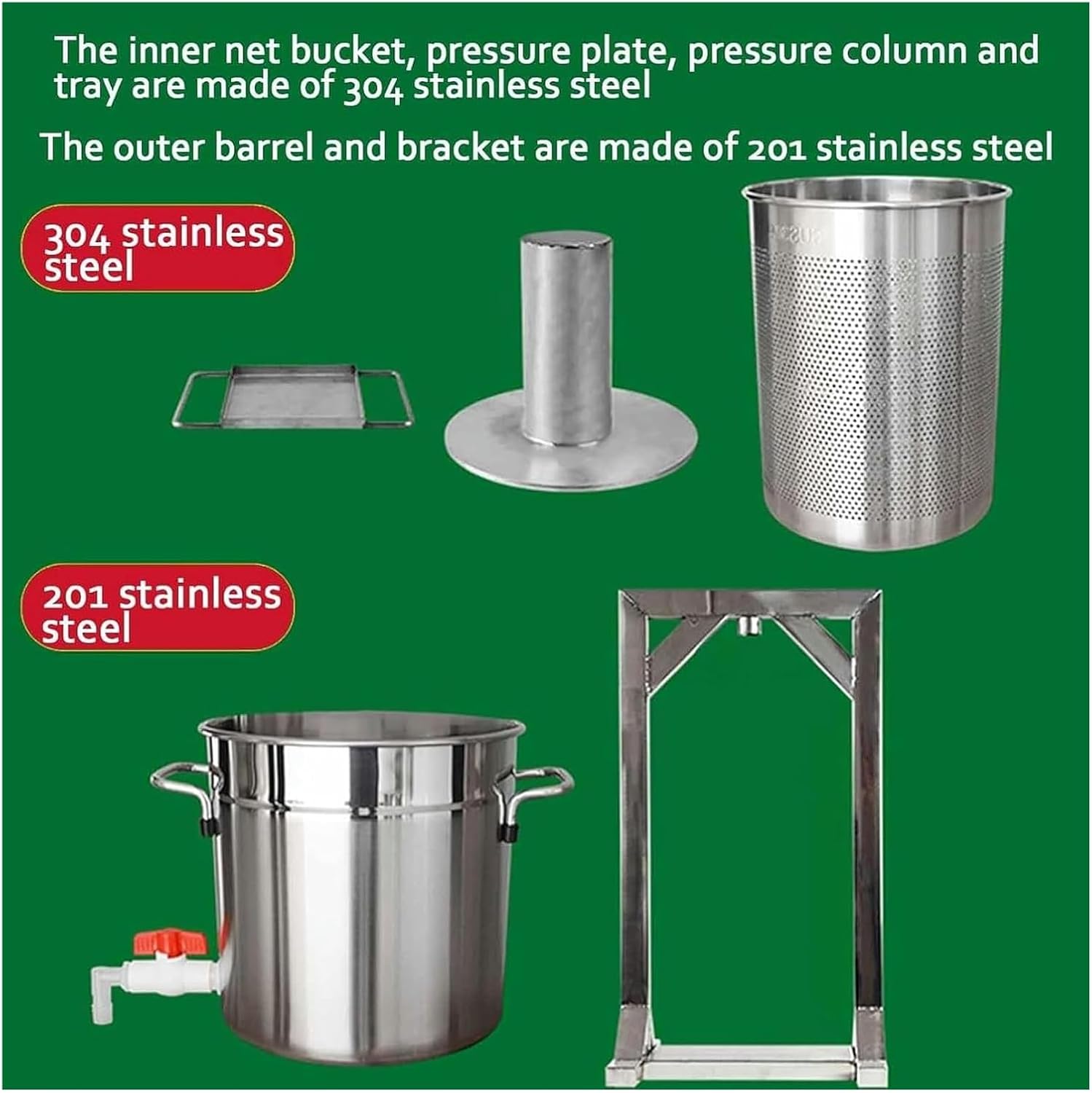 Fruit Wine Manual Press, Manual Press, 12/22/36l Manual Juice Maker, Grape Crusher for Wine Making, for Honey Chilli Oil Family Restaurants(22L)
