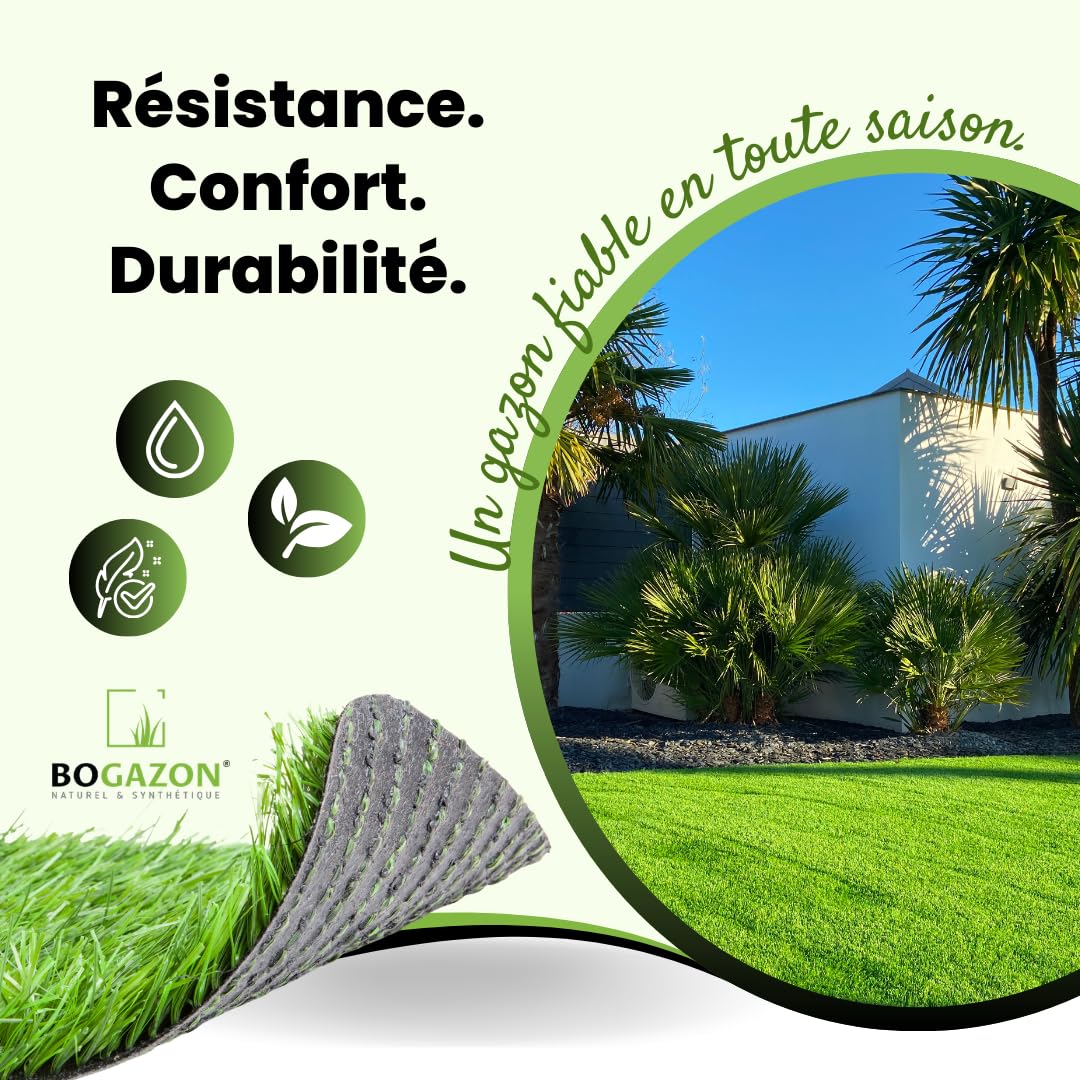 Gazon synthétique Supra 50 mm (1 m x 4 m) | Pelouse Premium | Décoration Maison | Résistant UV