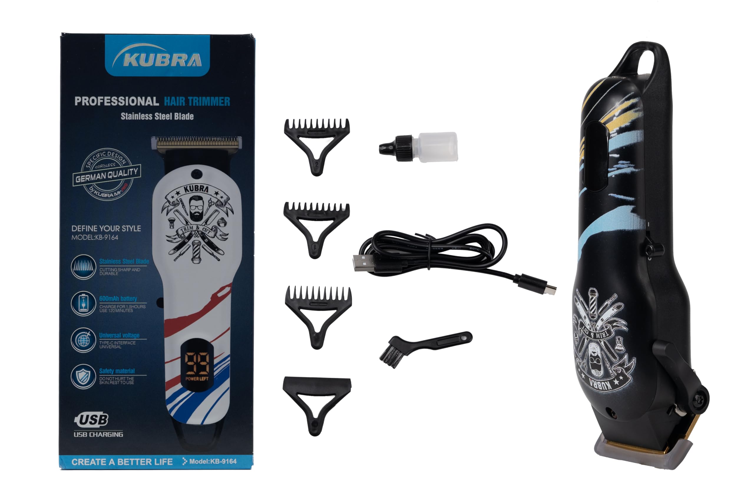 See full amazon price history chart for Kubra KB - 9164 Professional Trimmer For Men - White | Beard & Body Trimmer | Usb Fast Charging | Stainless Steel self-sharpening blades Kubra KB - 9164 Professional Trimmer For Men - White | Beard & Body Trimmer | Usb Fast Charging | Stainless Steel self-sharpening blades (B0DBHSD2MN) Amazon Price History, Amazon Price Tracker