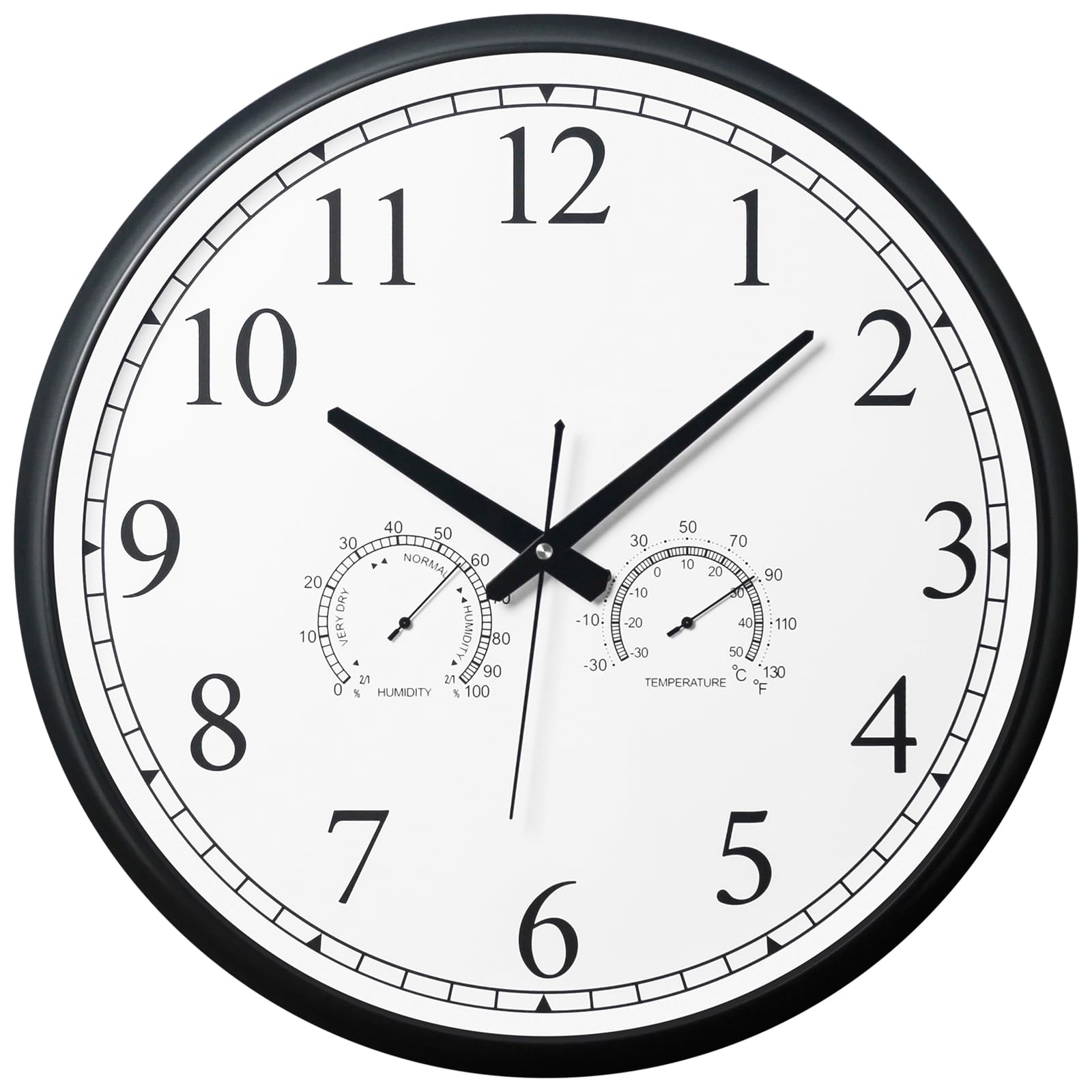 OCEST Orologio da parete da giardino da 45,7 cm, impermeabile, con termometro e igrometro, movimento al quarzo silenzioso, alimentato a batteria, per patio, giardino e piscina