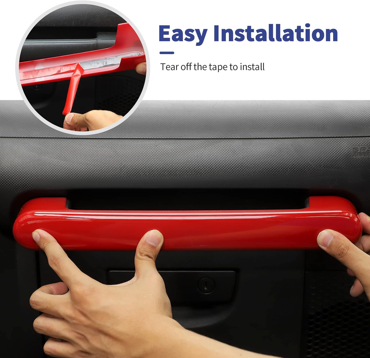 10PCS Full Set Interior Trim Kit Compatible with 2007-2010 Jeep Wrangler JK JKU,Co-Pilot Grab Handle Dashboard Frame Bezel Side Outlet Cover Trim (Red)