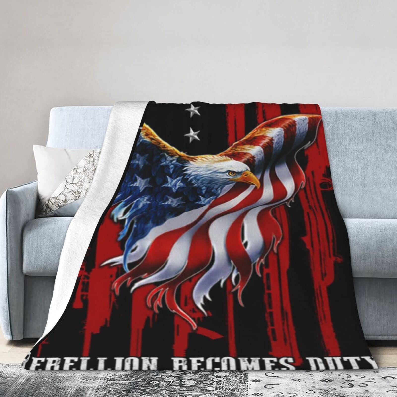 Lsjuee Christmas Flannel Fleece Blanket 80"X60" When Tyranny Becomes Law Rebellion Becomes Duty. Red Bed Throw Blanket Lightweight Ultra-Soft Travel Winter Blankets for Couple Keep Warm