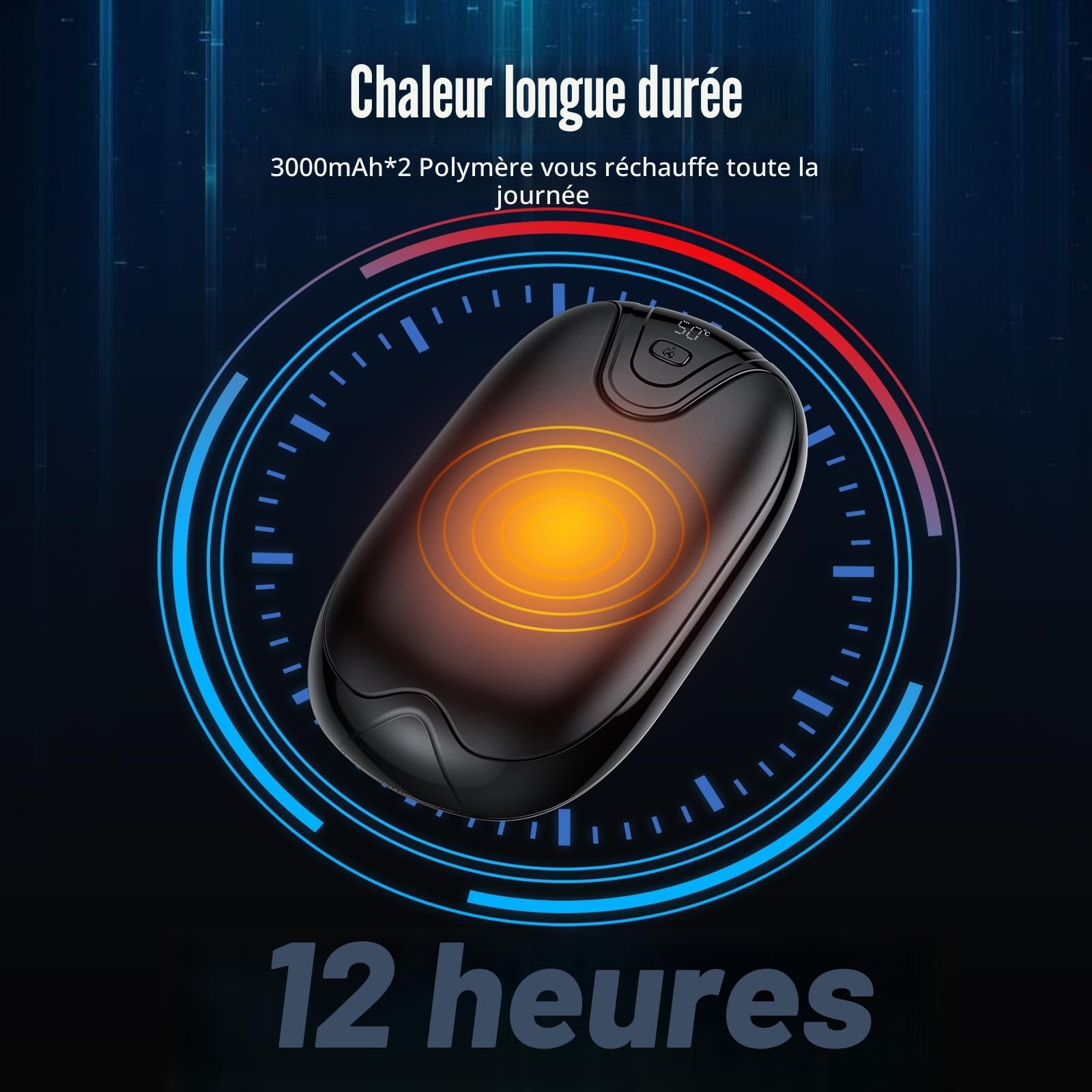 Chauffe-Mains, Chauffe-Mains Rechargeable USB 2 en 1, Chauffe-Mains magnétique Portable avec 3 Modes de Chauffage réglables, Cadeau pour Reno, Golf, Camping, randonnée