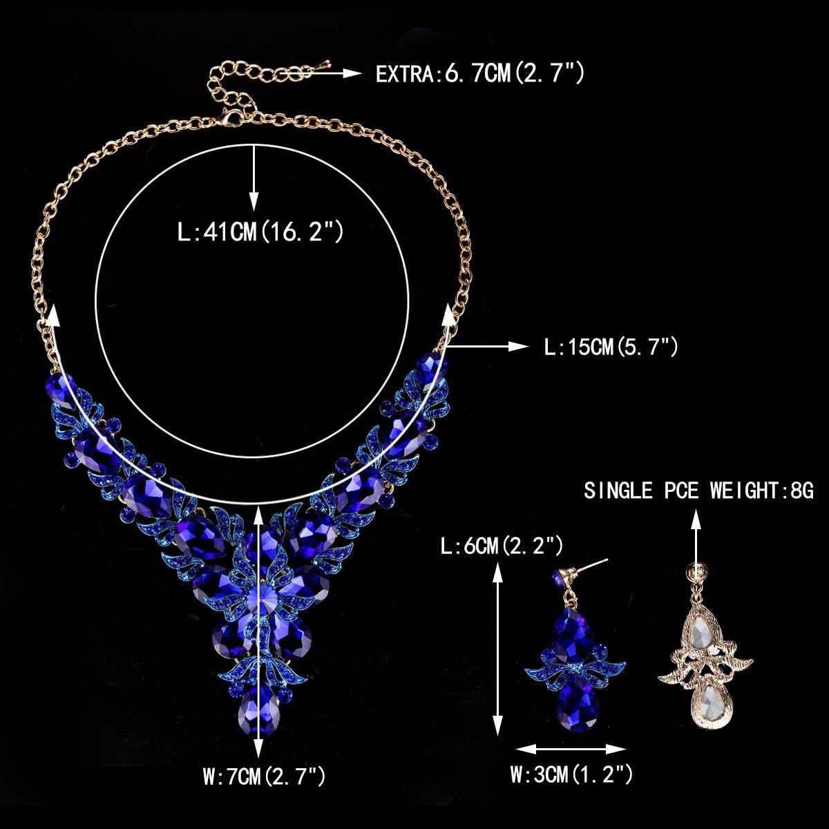 EVER FAITH Rhinestone Crystal Elegant Wedding Flower Leaf Teardrop Necklace Earring Set