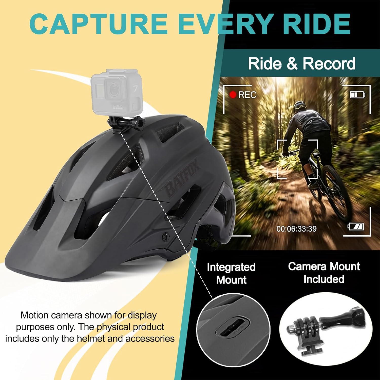 KINGBIKE NTA-8776 Mountain Bike Helmet Professional Ebike Helmets with 3-Level Adjustable Visor & Camera Mount E-MTB Helmet for Adults Men Women Youth E-Bike Safety Certified