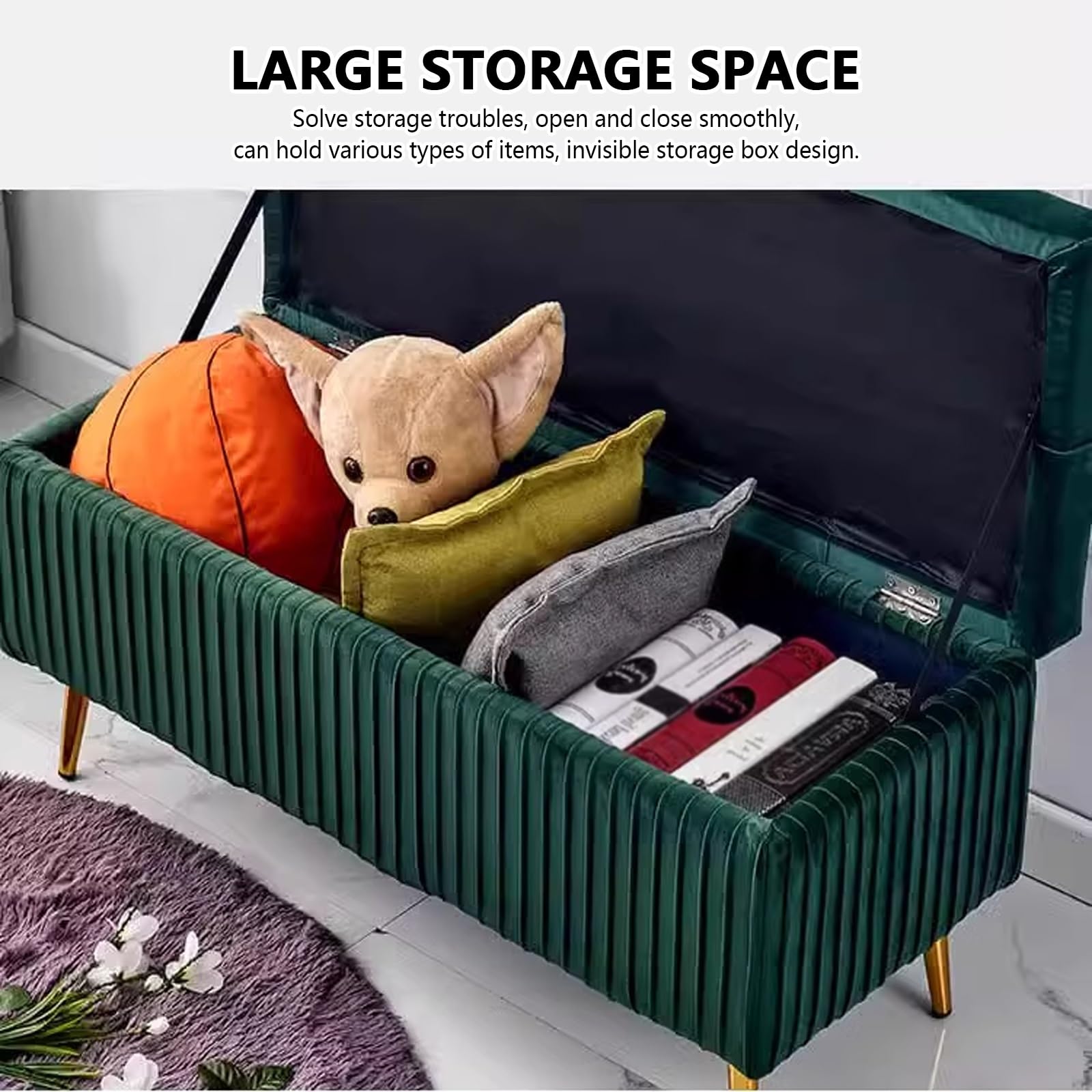 Moderno salvaspazio pouf, Panca contenitore con seduta, panca camera da letto Imbottito, panca contenitore ingresso con scarpiera, panca fondo letto matrimoniale, cassapanca contenitore da interno.
