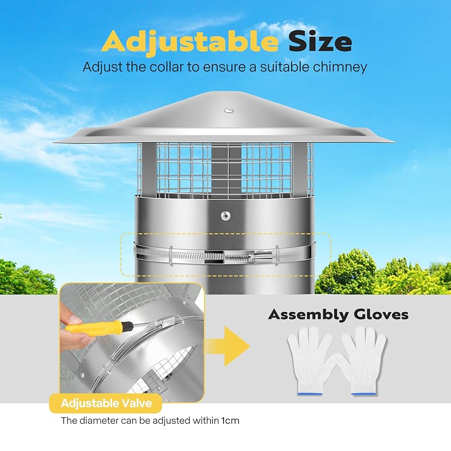 7 Inch Flue Pipe RDP Stainless Steel Cone Top Chimney Cap With Screen 6 Inch Twin Wall Flue Kit