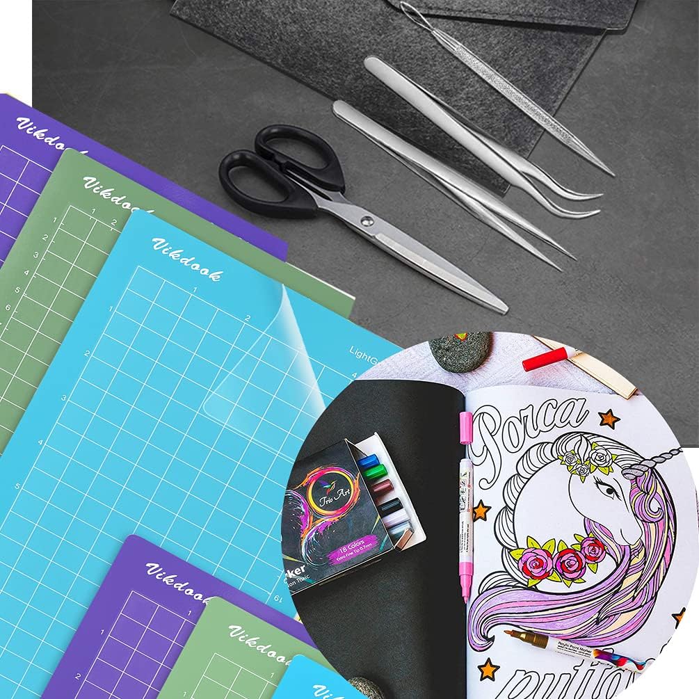 Cutting Mat Compatible with Cricut Maker 1/2/3/4 12” X12” Light Grip Sticky for Cutting Mats 5 Pack Blue Color Light Grip 12"X12" 5 Pack