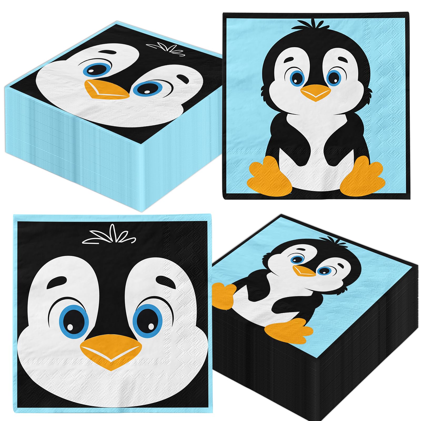 Penguin Birthday Decorations Napkins,Penguin Party Supplies 40pcs Paper Penguin Napkins for Winter Theme Penguin Party Decorations