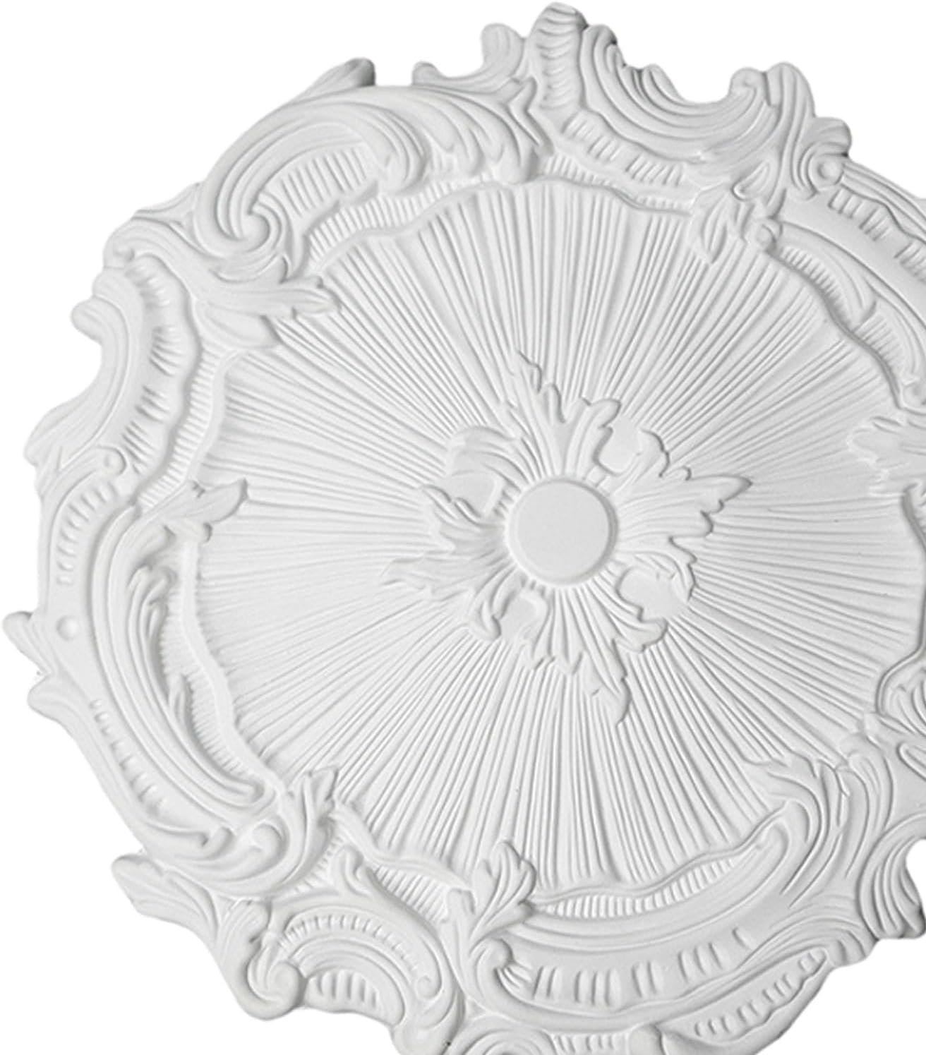 Qianly Ceiling Medallion PU Easy to Install Vintage Chandelier Base Light Fixtures Cover Plate Decorative for Canopies Decor Hotel