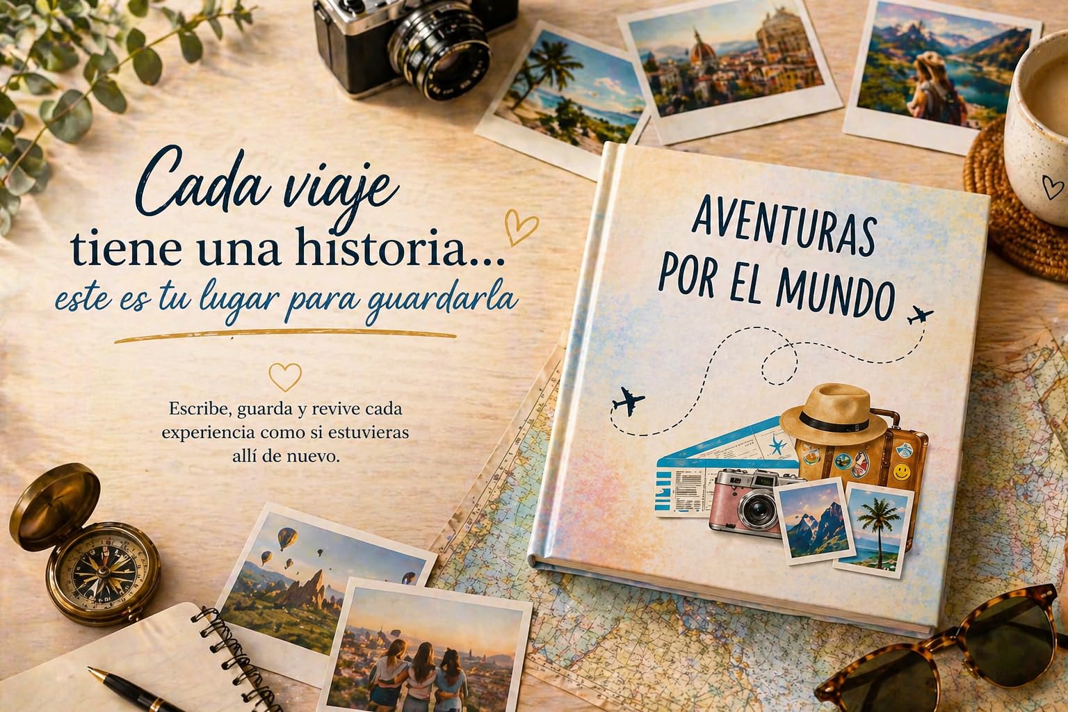 Álbum de Fotos de Viaje para Pegar y Escribir – Diario de Viaje y Scrapbook de Recuerdos | Travel Journal para Fotos y Experiencias | Libro Aventuras por el Mundo Regalo para Viajeros