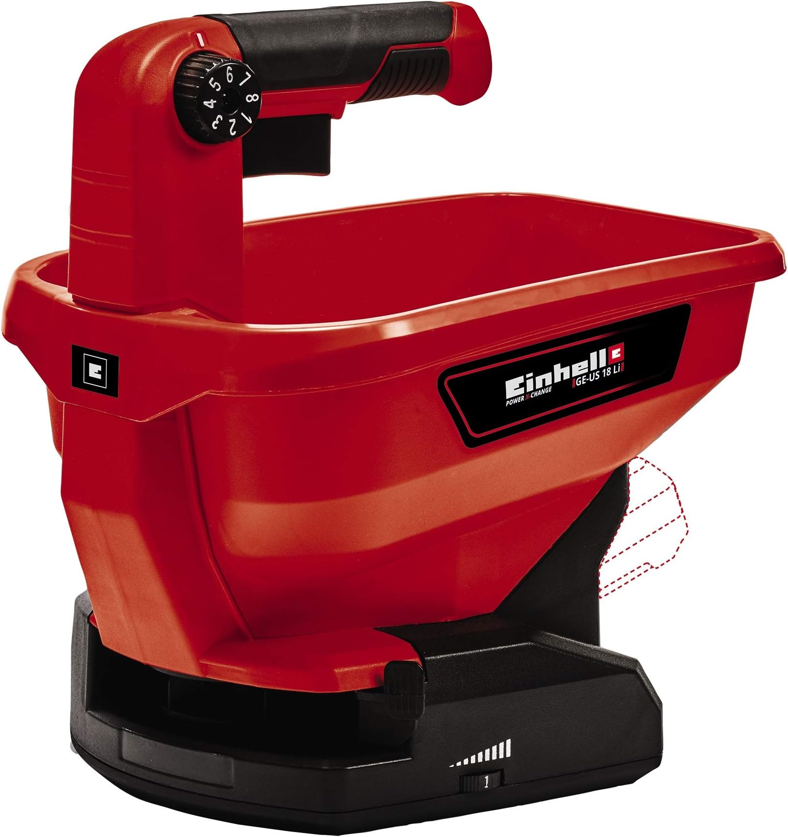 3415410 Power X-Change 18V Cordless Spreader - Adjustable Scatter Width, Variable Flow Rate, For Fertilizer, Grass Seed, Salt and Grit - GE-US 18 Li Solo (Battery Not Included), Red, Black