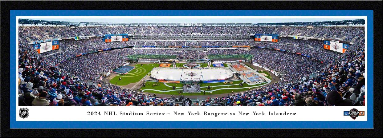 2024 NHL Stadium Series, New York Islanders vs New York Rangers - 41.5x15-inch Single Mat, Select Framed Picture by Blakeway Panoramas