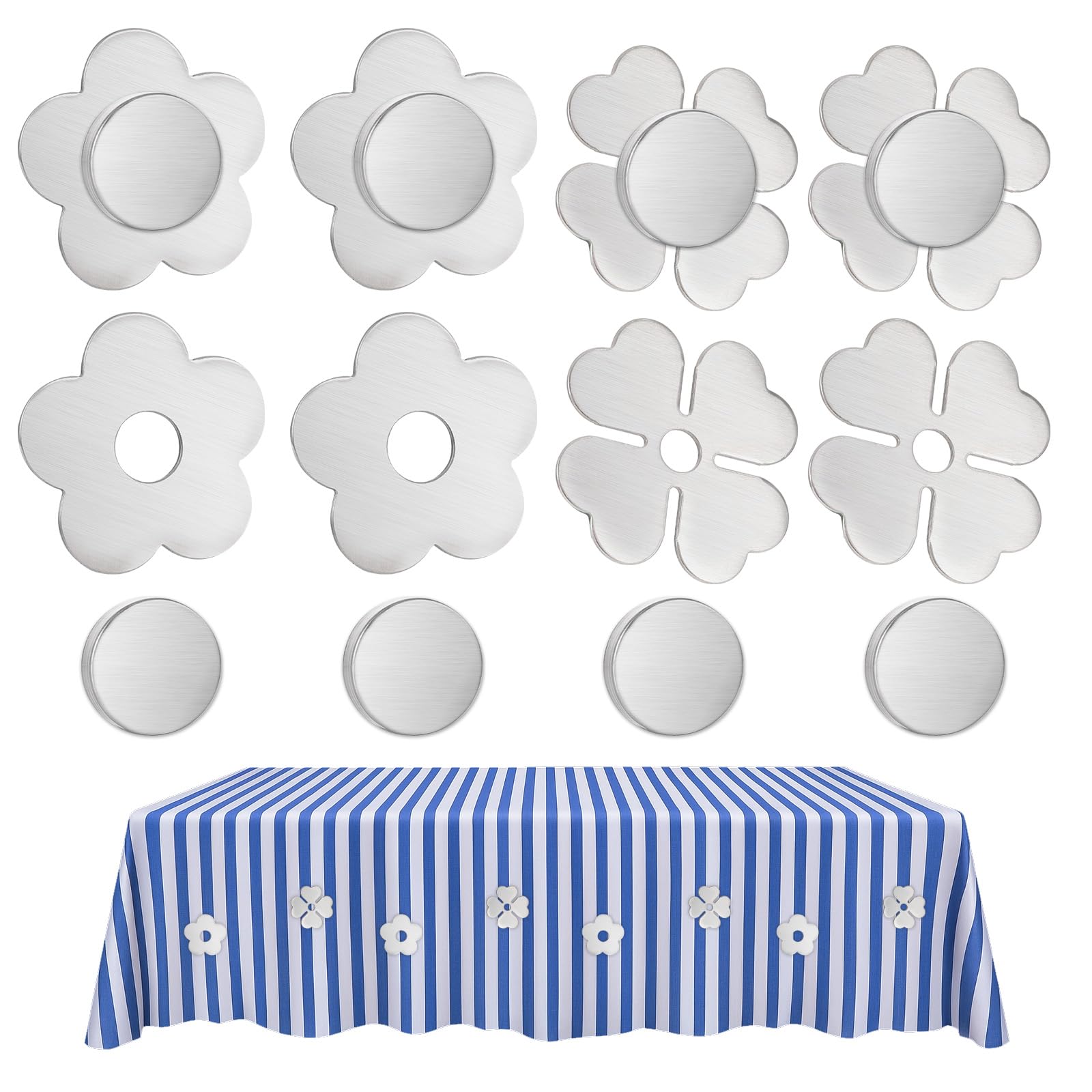 8 Pezzi Fermatovaglia da Esterno, Pesi per Tovaglia a Forma di Fiore, Clip Magnetica per Tovaglie, Fermatovaglia da Tavola Magnete per Matrimoni, Feste, Ristoranti e Picnic