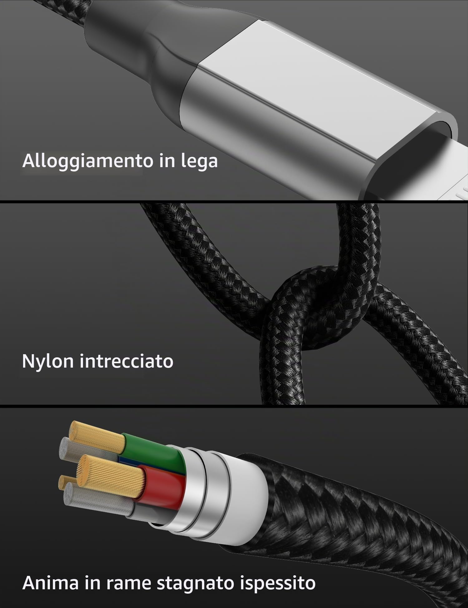 Acecene Cavo USB C a Lightning 30 cm 2 pezzi MFi Nylon Intrecciato per iPhone 14 13 12 11 Pro Max X XR SE iPad Nero