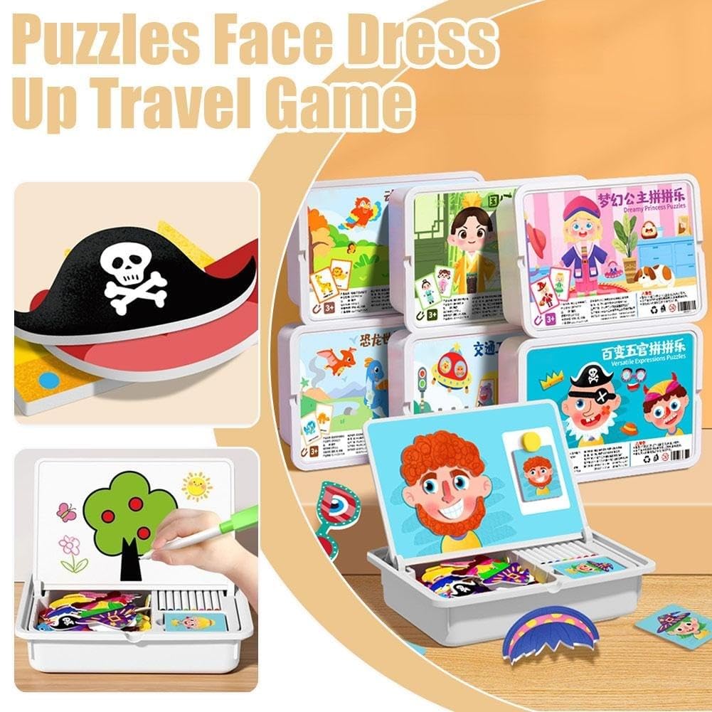 Puzzle Magnétique Visage Enfant – Boîte Magnétique Double Face avec Tableau à Dessin et Pièces Magnétiques, Jeu Créatif pour Expressions Faciales, Activité Montessori pour Voyage, Maison et École