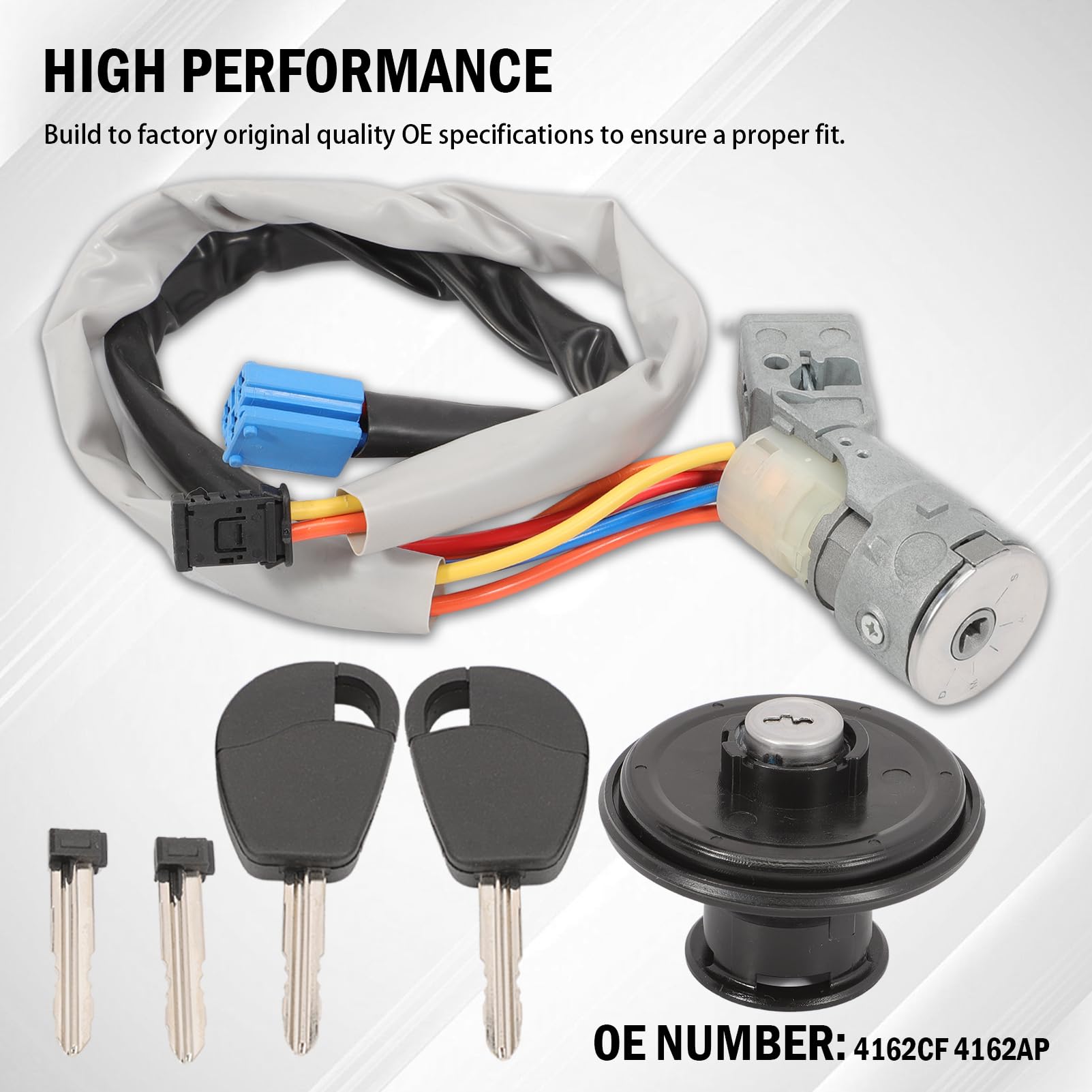 Kit Completo Neiman Antirrobo de Dirección para Berlingo 1 Partner 1 (2002-2008) con 5 Cilindros, 1 Tapón de Combustible, 2 Llaves y 2 Hojas 4162CF 4162CH