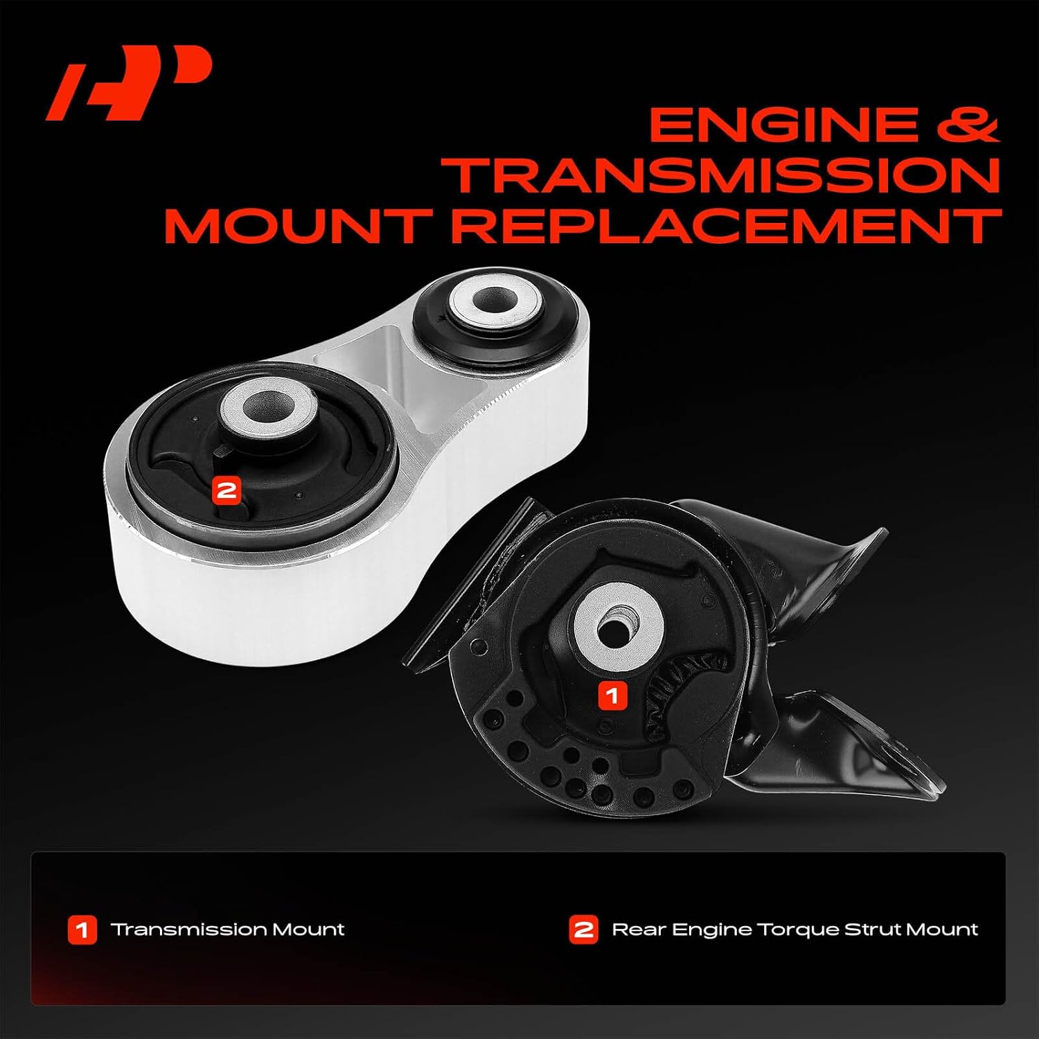A-Premium Transmission Mount and Torque Strut Mount Kit, Set of 2 | Compatible with Mazda CX-9 CX9 2007 3.5L, CX-9 CX9 2008-2015 3.7L, CX-7 CX7 2007-2012 2.3L, Reduce Vibration and Noise