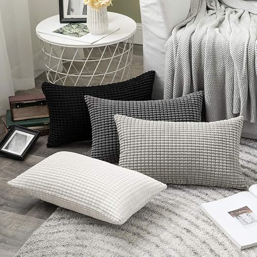 Miniatura 9 de MIULEE - Fundas de almohada decorativa Funda de cojín suave y sólida para sofá cama Dormitorio., Terciopelo, Negro, 18"x18"