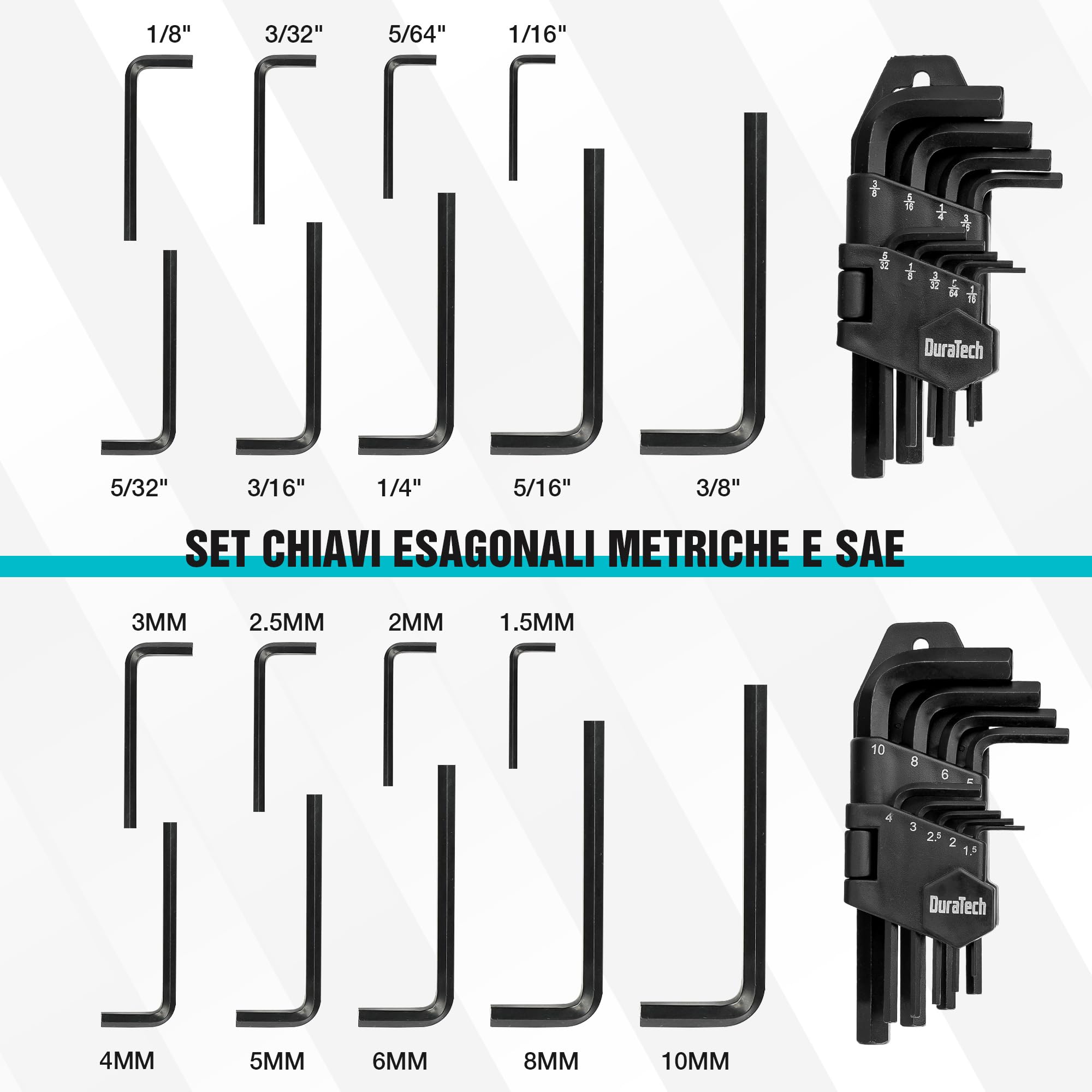 DURATECH Set di Attrezzi per Meccanica da 121 Pezzi, Set di Chiavi a Bussola, 1/4" e 3/8", Cricchetto a 72 Denti, Acciaio Cr-V, con Scatola, Include Cacciavite e Punte, Ideale per Lavori Meccanici