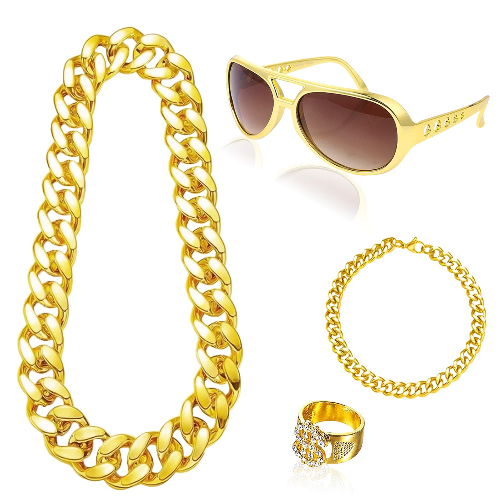 Rapper Set Goud Zonnebril Ketting En Armband Voor Een Echte Ster Original 5