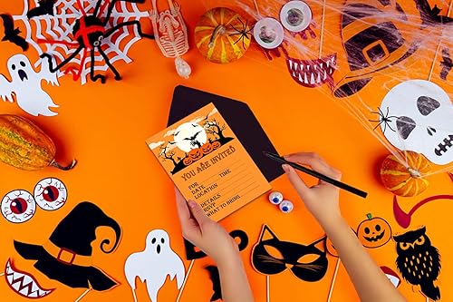 Miniatura 4 de SICOHOME Tarjetas de invitación de Halloween, invitaciones de fiesta de Halloween de 5 x 7 pulgadas con sobres para niños y adultos, 12 tarjetas de