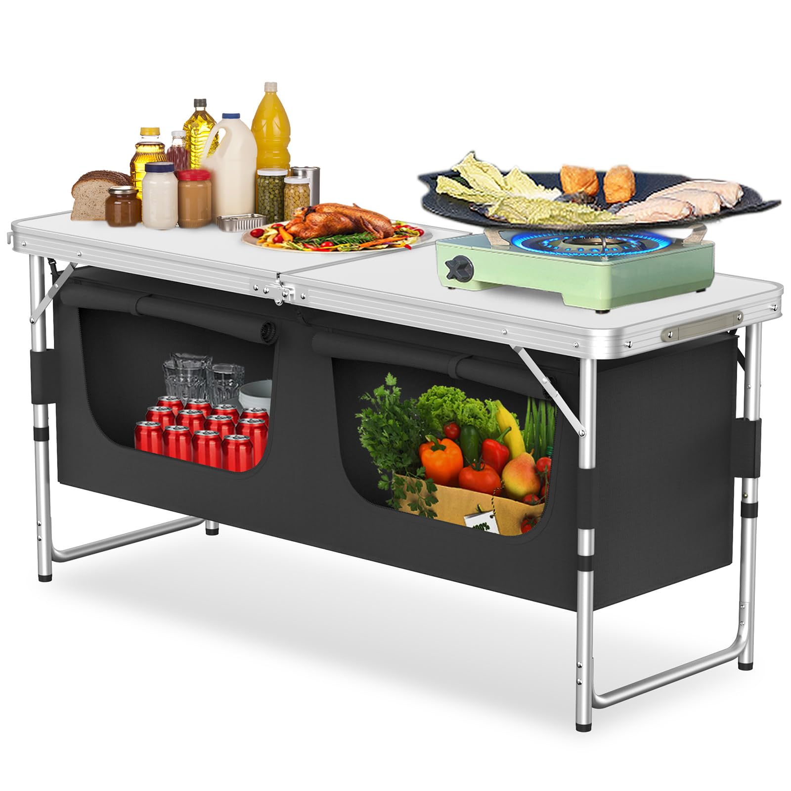 NAIZY Cucina da Campeggio Armadietto all'aperto Pieghevole con Pannello in MDF Tessuti Oxford Borsa per Il Trasporto Mobili da Campeggio