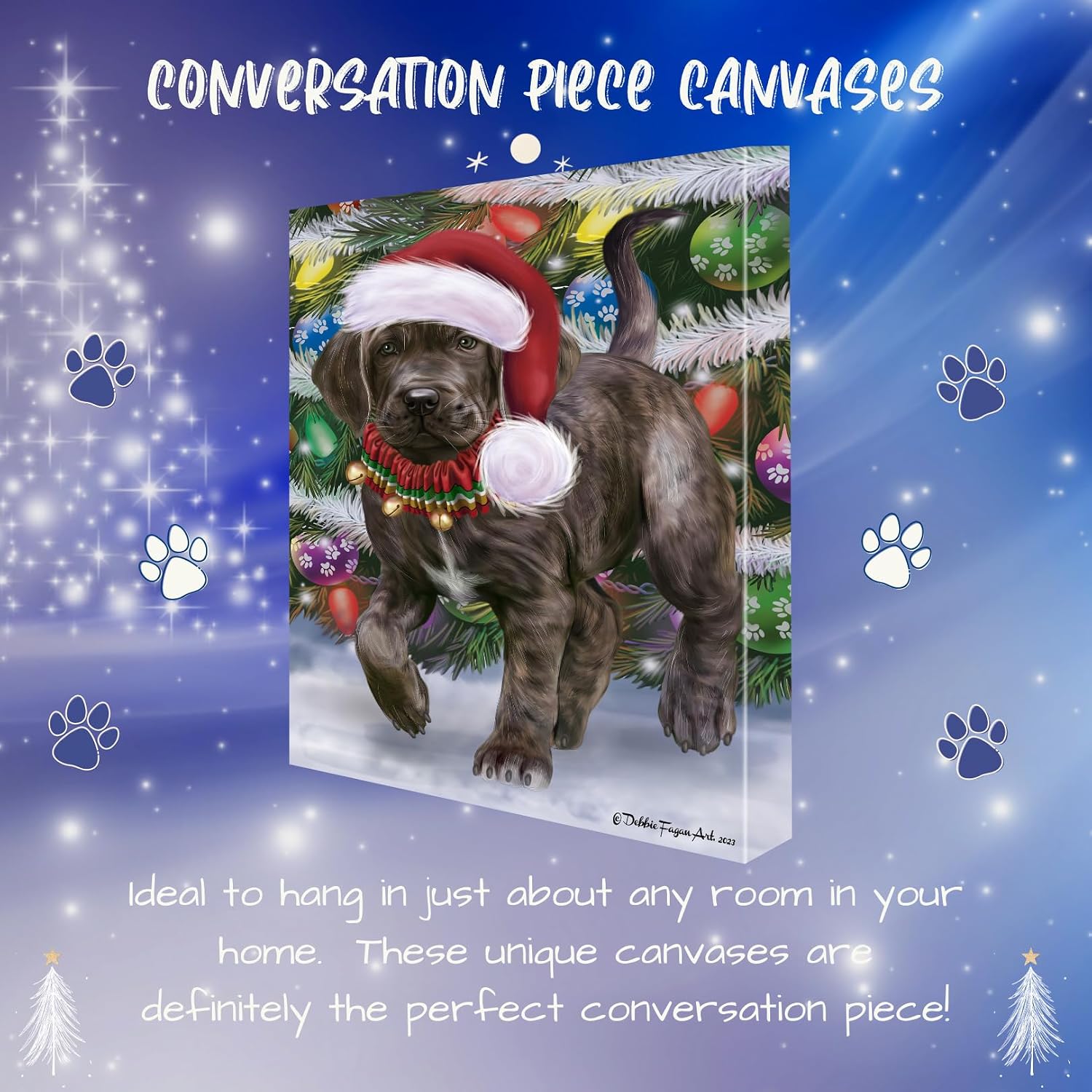Doggie of the Day Trotting in Snow with Cane Corso Dog Canvas Wall Art - Premium Quality Ready to Hang Room Decor - Flat Rolled 11" x 14"
