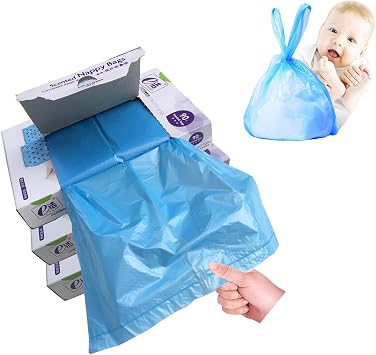 Diaper Disposal Bags for Baby,On The Go,Fresh Light Baby Powder Faint Scented,Easy Tie Handles, Diaper Bags Disposable for Diaper Sacks Poop Pet Trash Bags Or Dirty Costumes, 270 Bags, Blue