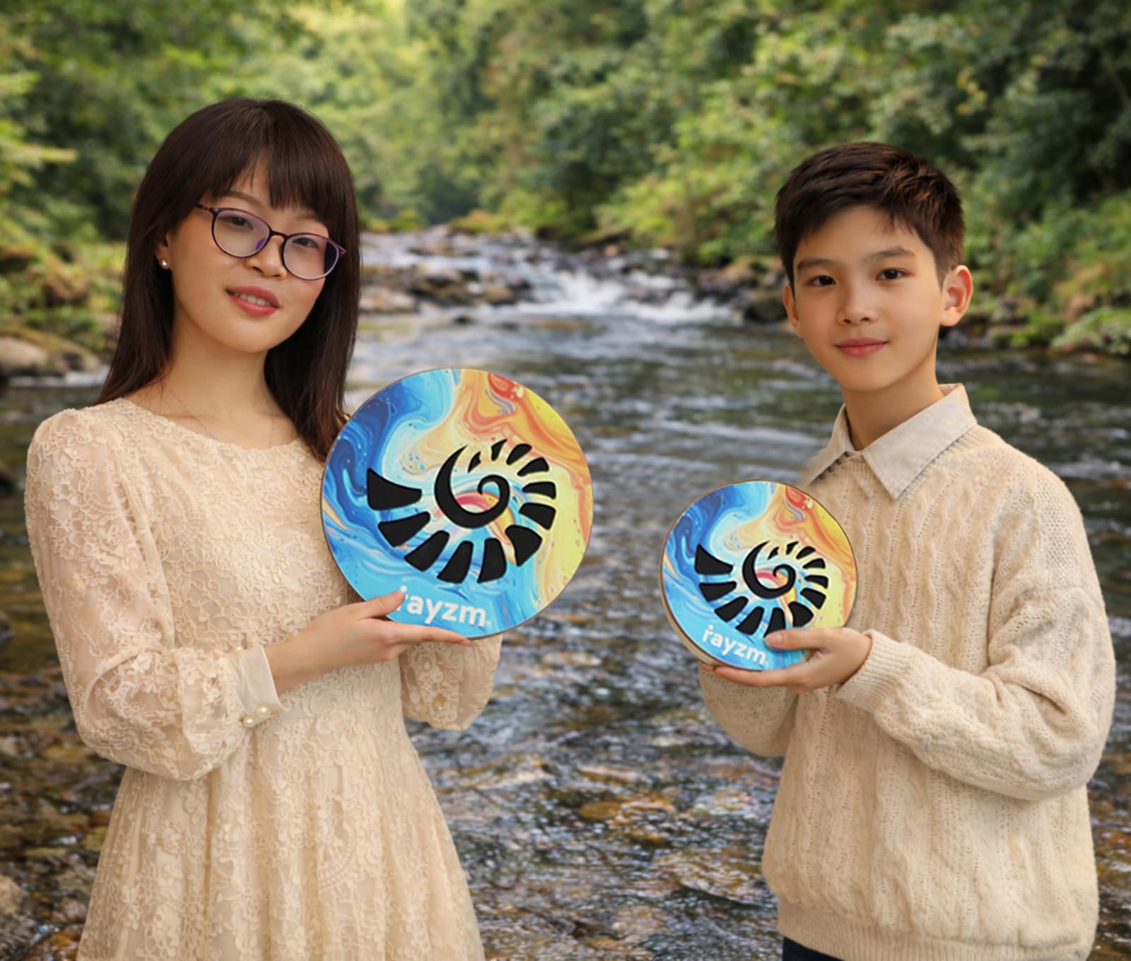 rayzm Stream Drum da 10 Pollici, Tamburo del Ruscello ad Acqua Portatile in Betulla, Suono di Acqua Corrente, per Sound Healing, Meditazione, Relax, Musicoterapia e Regalo Percussioni