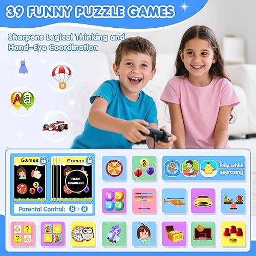 Smart Watch for Kids with 39 Games Touchscreen Camera Video, Music Player, Pedometer, Calculator, Calendar, Stopwatch, Flashlight, Alarm Clock 12/24 hr, Birthday Gifts Toys for Boys Ages 3-12(Blue)