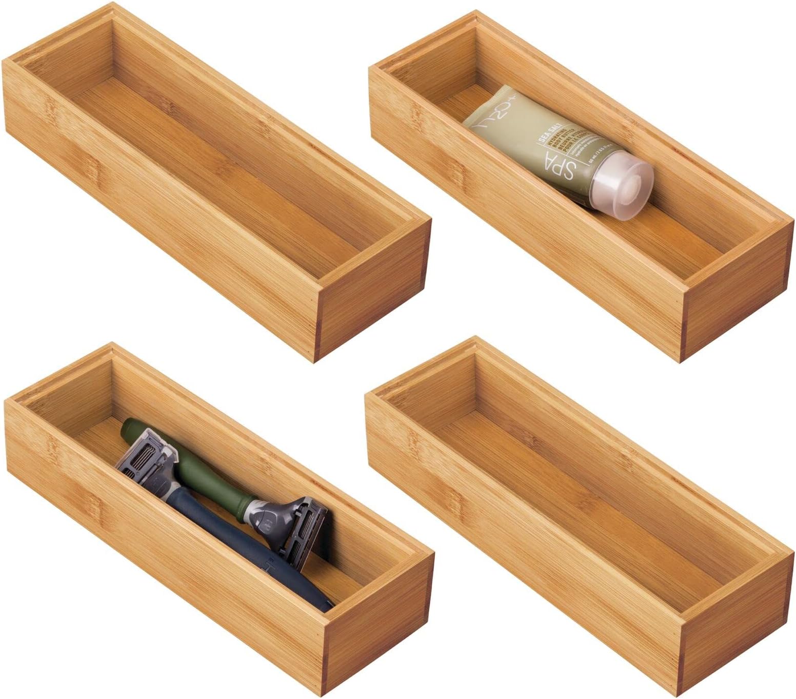 Marvero Grande boîte en bambou de avec plateau à rouler – boîte de rangement avec serrure –Plateau amovible avec d'autres outils (25 * 18 * 14 CM) Marron