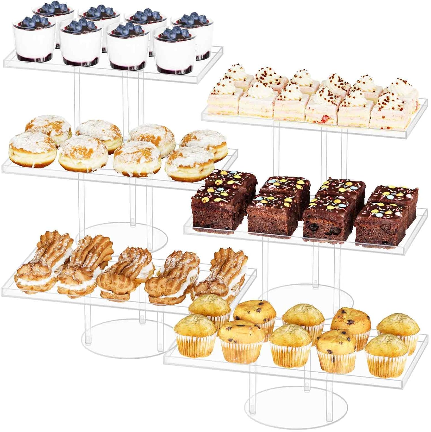 Neatsure 6 Tier Dessert Table Display Set, Clear Acrylic Cupcake Stand Buffet Risers for Pastry Cookie Cake, Tiered Food Display Tier Platter Serving Trays for Wedding Birthday Party Baby Shower
