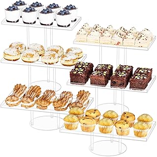 6 Tier Dessert Table Display Set, Clear Acrylic Cupcake Stand Buffet Risers for Pastry Cookie Cake, Tiered Food Display Tier Platter Serving Trays for Wedding Birthday Party Baby Shower