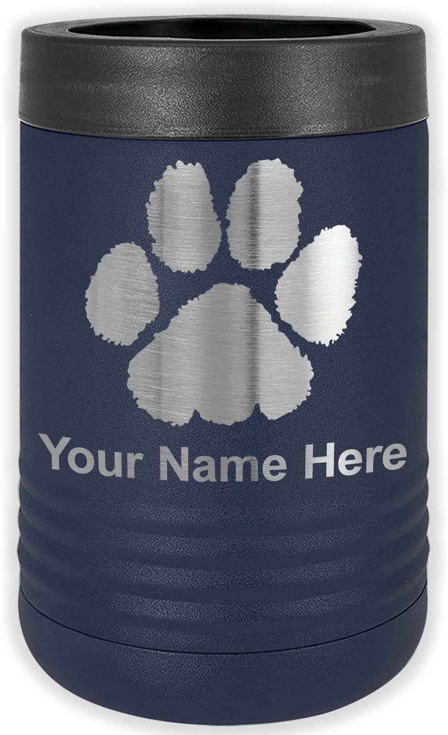 LaserGram Personalized 12 oz. Stainless Steel Can & Bottle Insulator, Paw Print – Keeps Drinks Cold Longer (Pink)