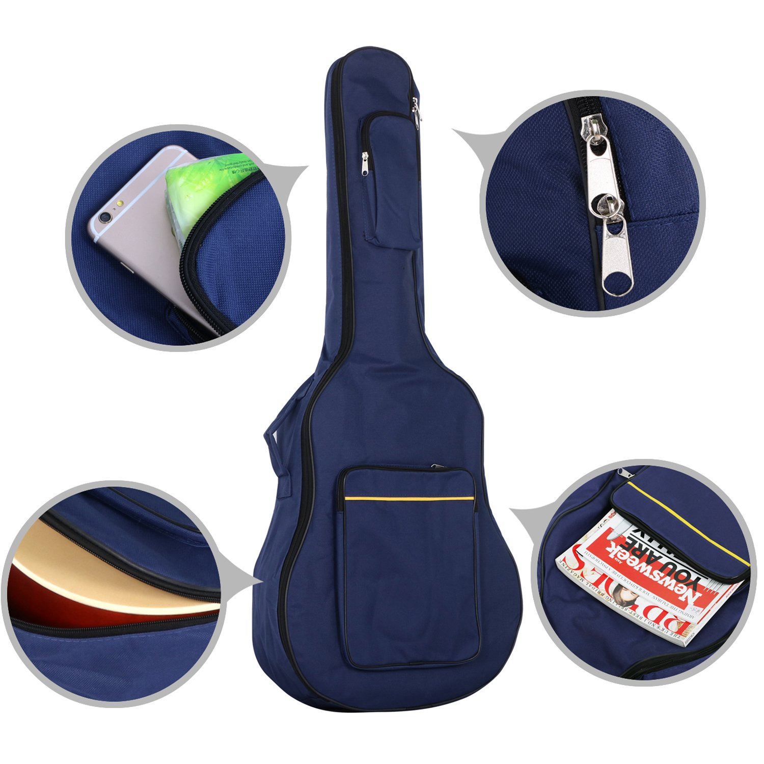 TRIXES Borsa per Chitarra con Cinghie - Custodia Imbottita Impermeabile - Basso, Acustica e Chitarra Classica Gig Bag - Perfetta per Viaggiare