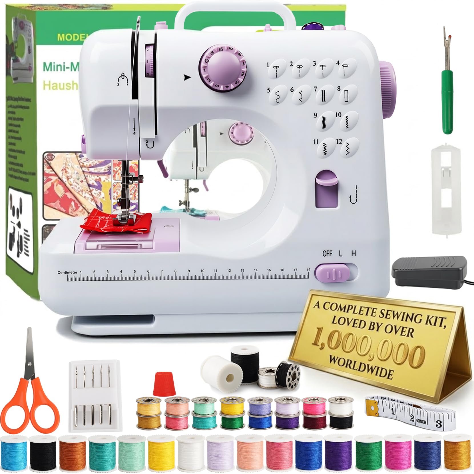 Mini Sewing Machine for Beginners,12 Stitches Portable Stitching Machine