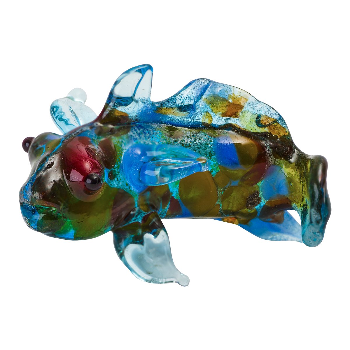 Tynies Mandarin Fish Glass Figurine, Blue, 1.9" x 1.6" x 1.2"