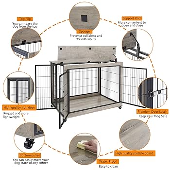 Amazon.com : IchbinGo Dog Crate Furniture, Wooden Dog Crate