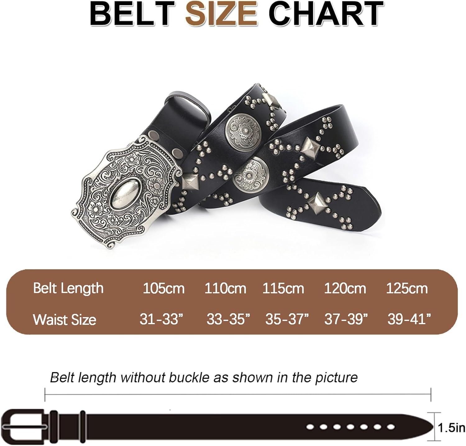 Metal Goth Punk Rock Rivet Belt, Vintage Retro Circle Rivets Belt for Jeans Pants with Fashion Buckle for Women Men Jeans