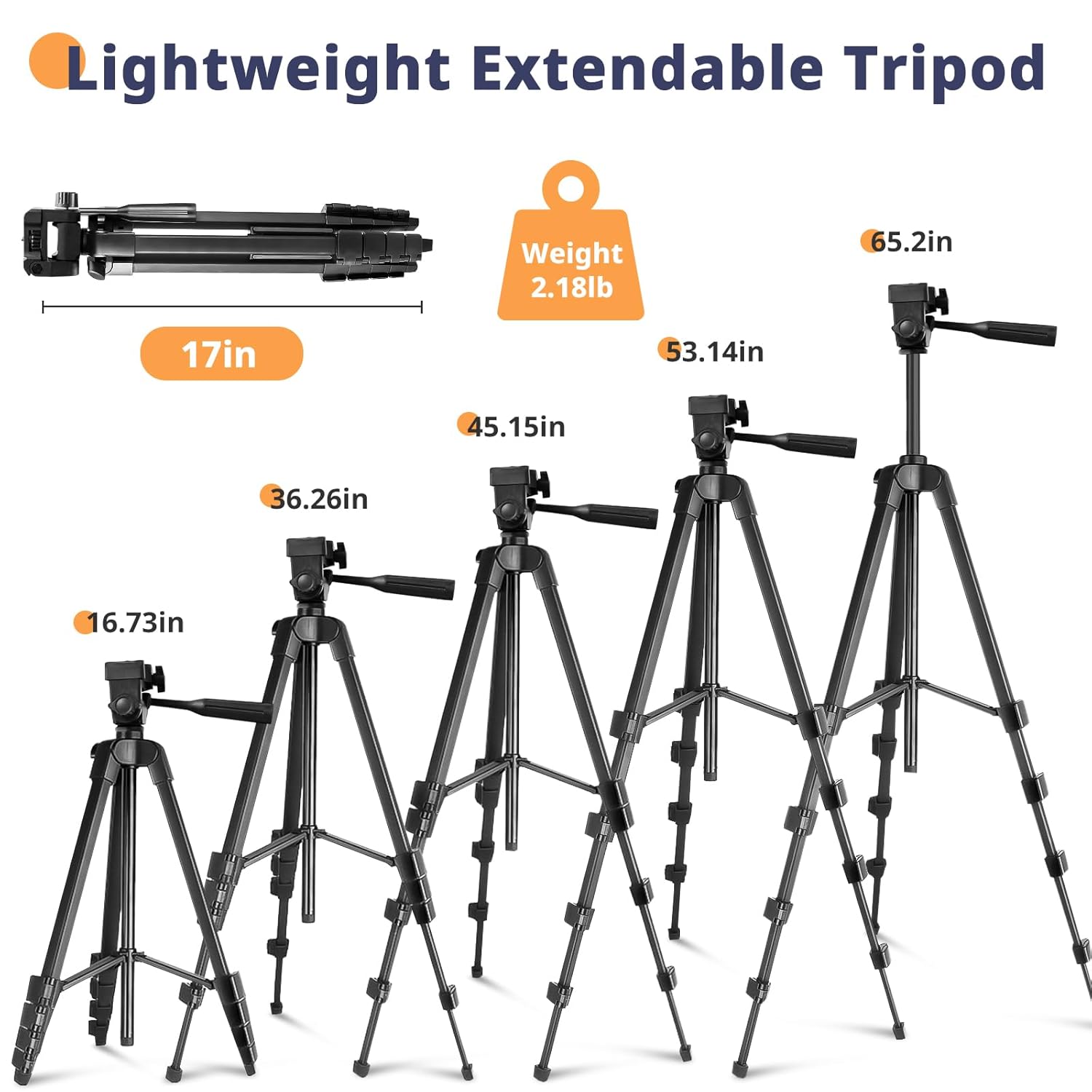 65” Phone&Tablet Tripod, Aureday Cell Phone Tripod for iPhone with Wireless Remote and Phone Holder, Extendable Stand for iPad, Suit for Video Recording/Makeup/Live Streaming