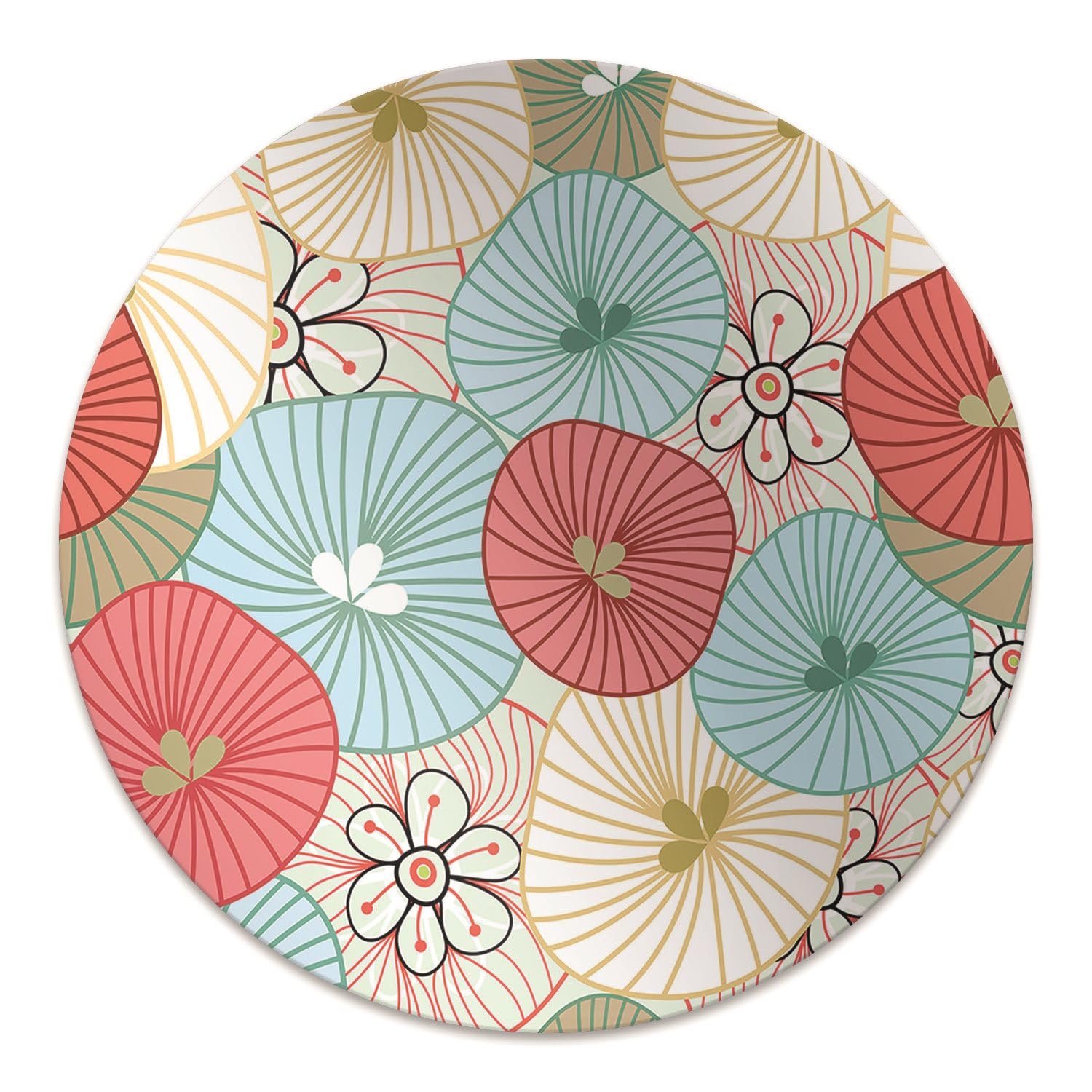 Tapis de protection de sol ø100 cm en PVC antidérapant à motif floral